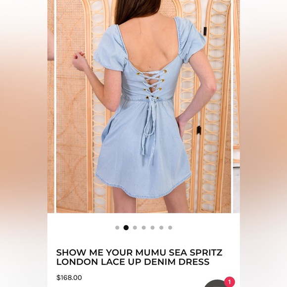 SEA SPRITZ, LONDON LACE ME UP DENIM DRESS. SHOW ME YOUR MUMU. LARGE. NWT - Picture 4 of 7